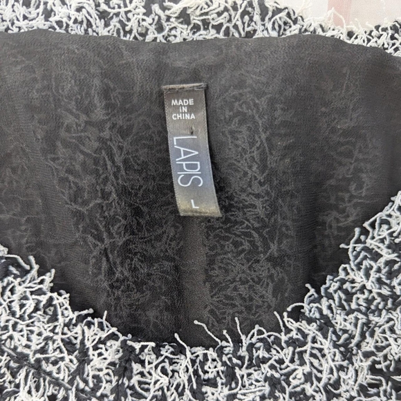 Lars Black & White Fuzzy Knit Sweater with Open Mesh Back & Buckles - Picture 7 of 7